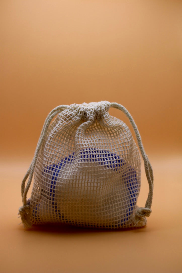 EIE Skincare mash bag with makeup and fasce wash pads. They are reusable!